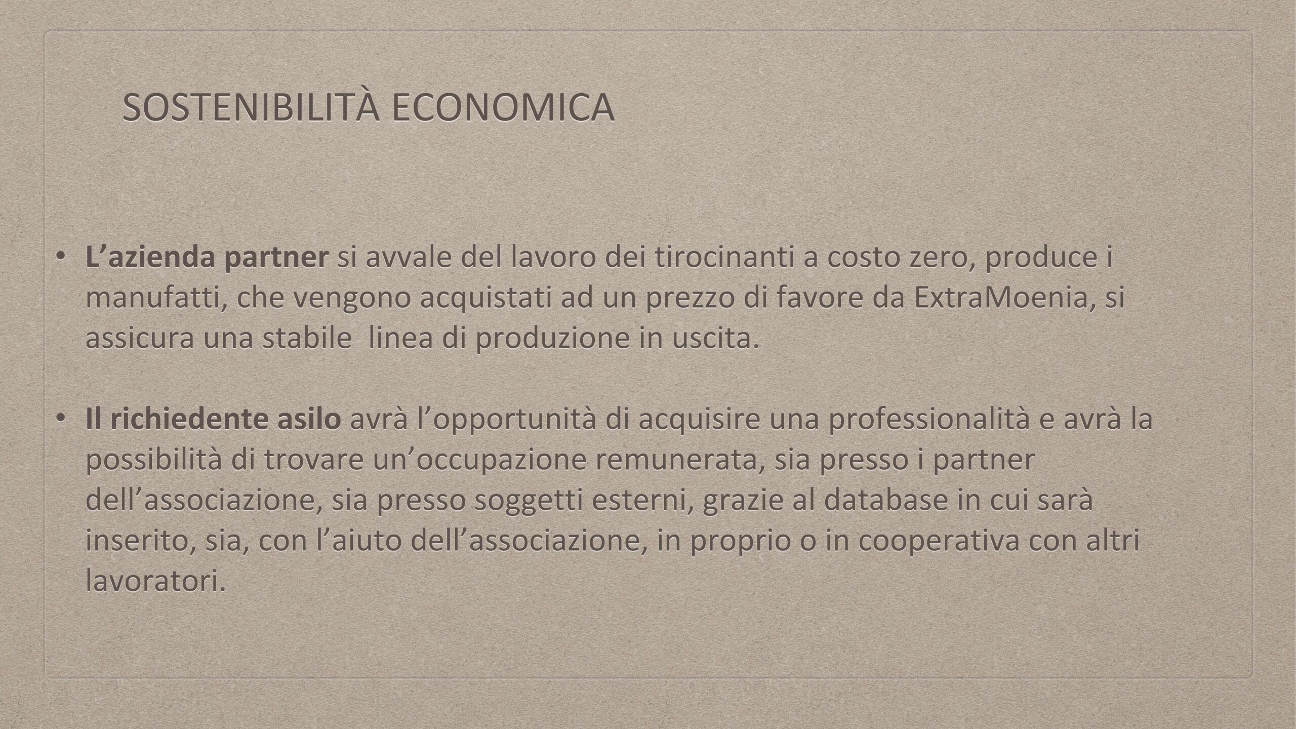 Creare un economia sostenibile